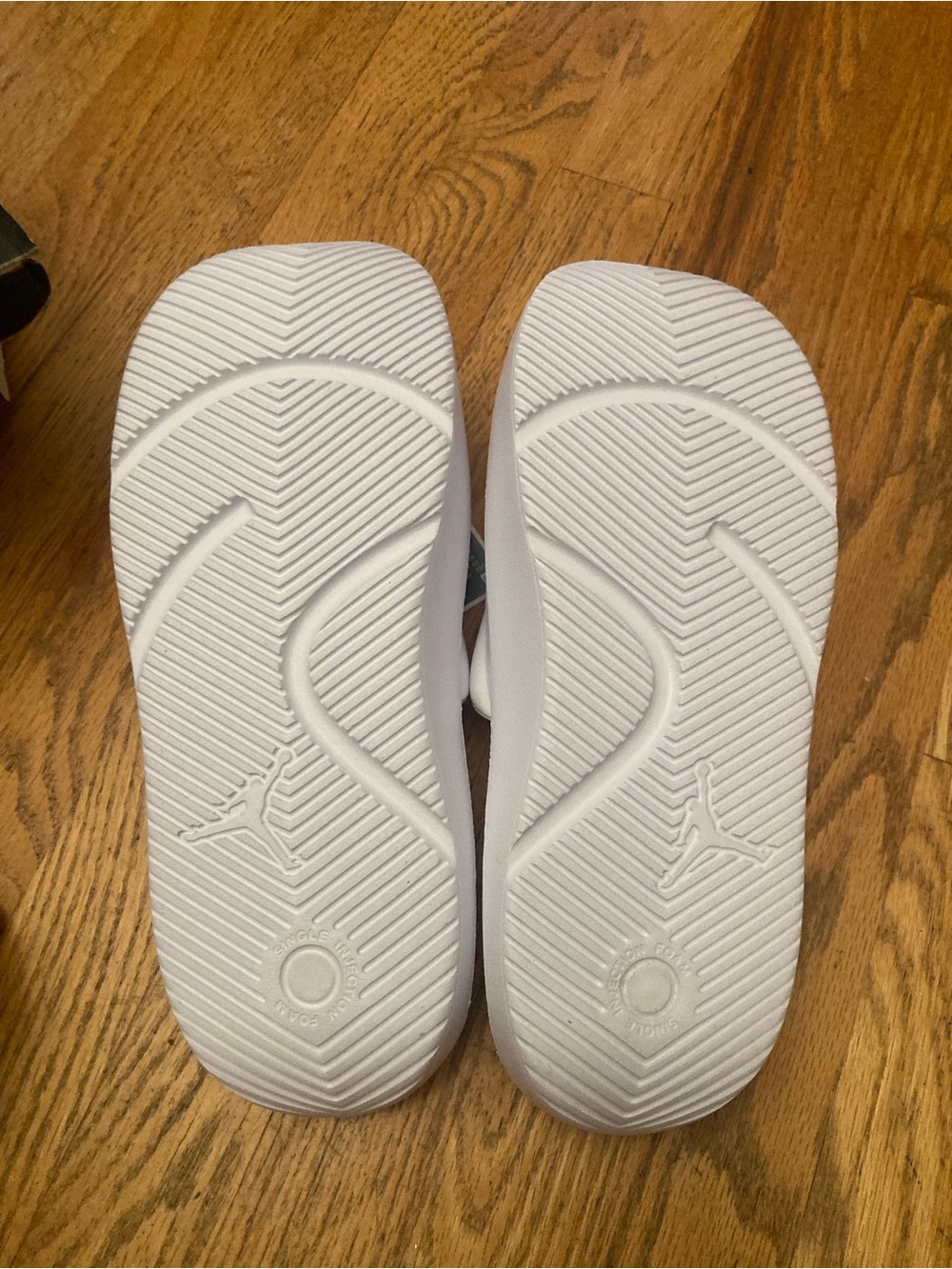 Jordan White Slide Sandals with Black Jumpman Logo - Picture 6 of 7